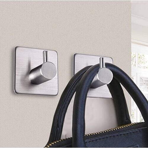2019Adhesive Sus 304 Stainless Steel Robe Hooks Wall Door Clothes Hanger Kitchen Bathroom Rustproof Towel Hooks 4pcs/Set