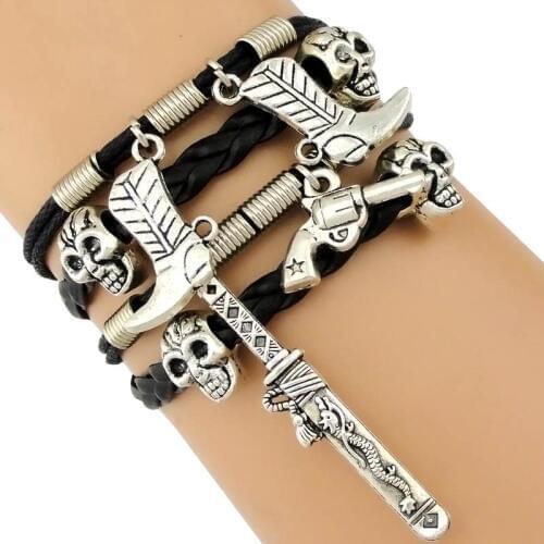 Love Supernatural Trekkie Walking Dead Mrs Dixon Green Arrow Castiel Sam Dean Winchester Leather Mens Bracelets for Women