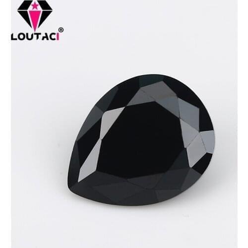 LOUTACI Fashion Style Jewelry Gemstones Black Cubic Zirconia Pear For Women Big Size 8x12-13x18mm