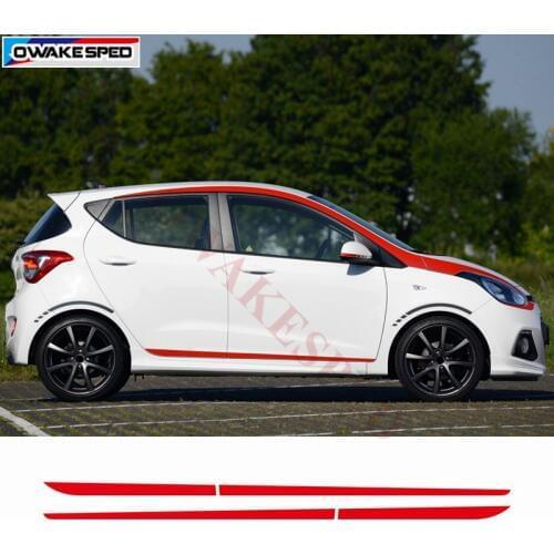 Car Door Side Skirt Stickers For Hyundai i10 2014-2017 Racing Sport Styling Stripes Auto Body Customized Decals City Car Sticker