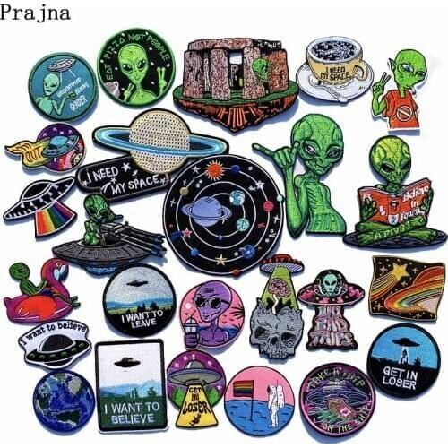 UFO Space Alien Patches Dragon Planet Stripe Astronaut Embroidery Patch For Clothing Decoration Stickers On Clothes Applique