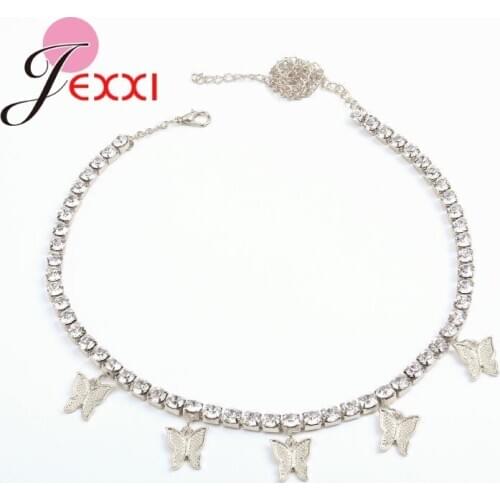 Authentic 925 Silver Chain Necklaces Butterfly Choker Necklaces Lovely Femme New Model Jewelry Christmas Gift