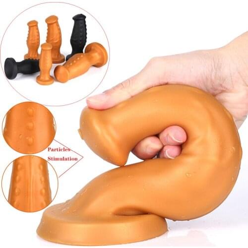 Unisex Super Huge Anal Dildo Butt Plug Suction Cup Penis Soft Particles Vagina Stimulator Prostate Massage Anus Dilator Sex Toys