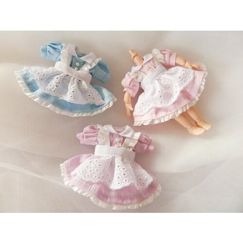 Cute Doll Clothes Maid Dress ,Skirt for Ob11,obitsu 11,1/12 BJD Doll Clothing Accessories For Dolls