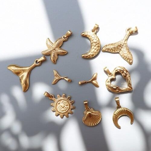 Stainless Steel Moon Starfish Only Pendant Designer Minimalist Gold Plated For Women 2021 Fashion Accessories Hippie Jewellery