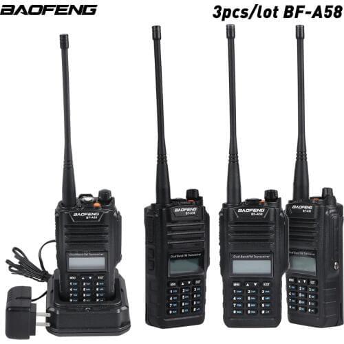 3pcs/lot Professional BAOFENG BF-A58 Waterproof Walkie Talkie Portable With SOS FM Radio CB Ham Radio Two Way Dual Band Vhf