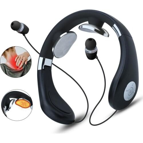 Portable neck massager for women with heat , Foldable Headphone headset men staff clerk