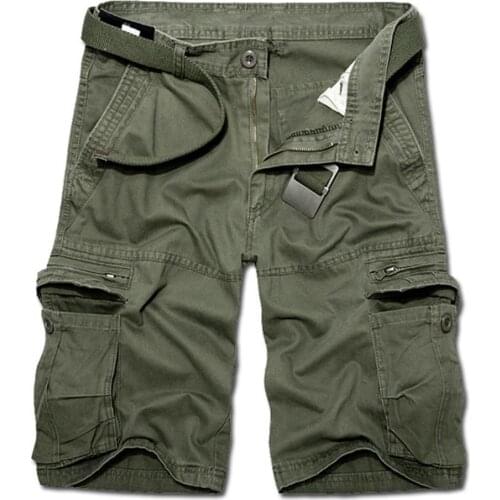 Casual Shorts Men Casual Solid Color Breathable Multi Pockets Short Cargo Pants Beach Shorts Mens Clothing 2021