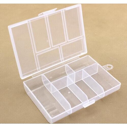 Empty 6 Compartment Plastic Clear Storage Box For Jewelry Nail Art Container Sundries Organizer Free Shipping