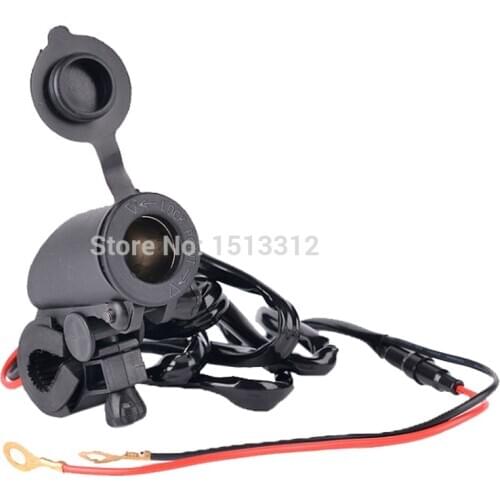 DIY 12/24V Water Resistant Motorcycle Handlebar Mounted Cigarette Lighter Socket With 150cm Cable with Fuse