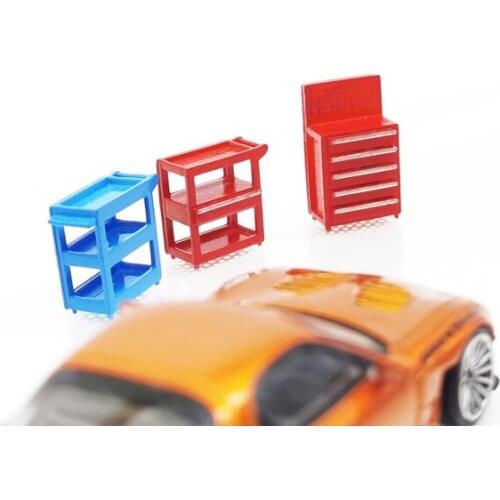 1:64 Handmade model car maintenance cabinet tool table garage scene decoration 3pcs