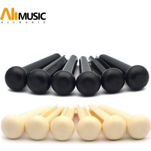 60pcs Acoustic Guitar Slotted Bridge Pin Classical Style ABS Plastic Guitar Parts Accessories Ivory Black