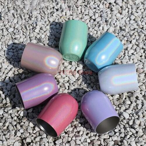 12oz Rainbow color Tumbler Double Wall Stainless Steel Wine Glass Mugs Vacuum Insulated Thermos Christmas Party Favors