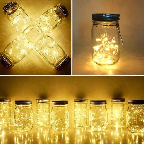 LED Solar Powered Fairy Cap Light Mason Jar Lid Lamp Outdoor Garden Decor Warm Light Garden Landscaping Lighting Lamp