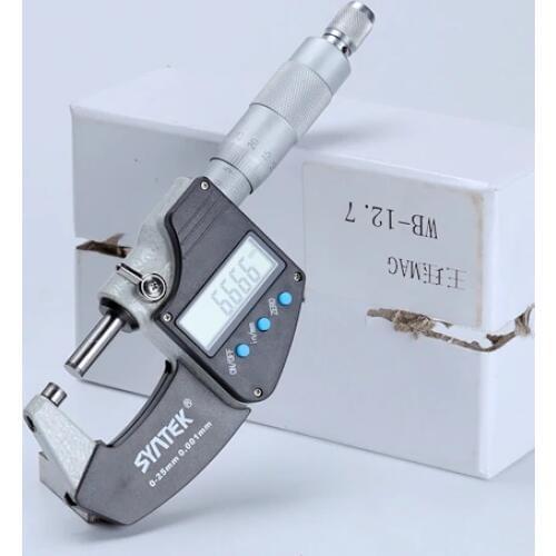 Syntek Digital Micrometer 0.001mm Metric/Inch Electronic Outside Micrometro Guage Carbide Tip LCD Caliper Measure Tools 0-100mm