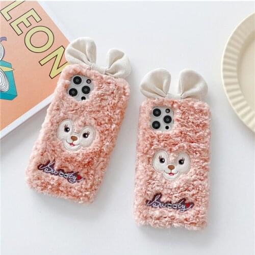 Warm Winter Plush Bear Bowknot Phone Case For OPPO Find X3 X2 Reno 2 2Z 3 4 5 Pro A5 A9 A31 A53 2020 A93 A15 A72 Soft Cover Capa
