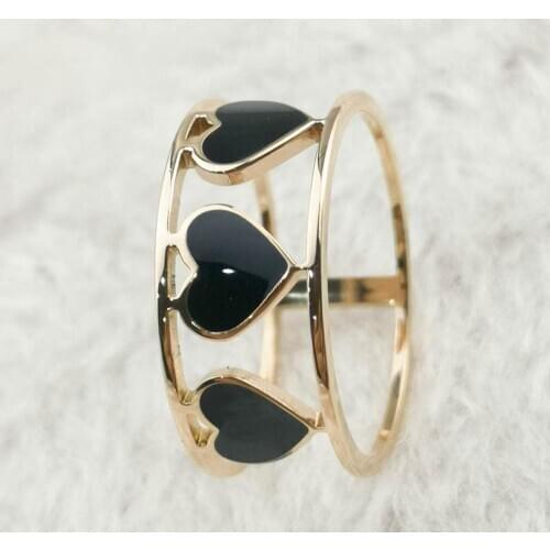 Three hearts Classic brand style luxury women fashion stainless steel ring
