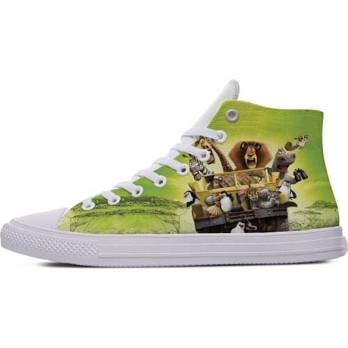 Casual Shoes Mens White Movie For Madagascar Comfort Walking Shoes Lace Up Men Fashion Footwear Man And Woman