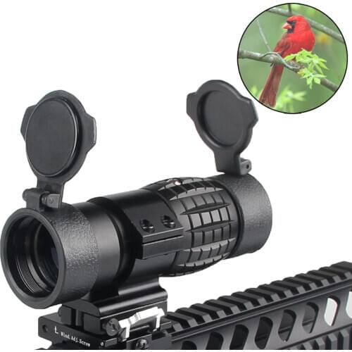 3X Magnifier Scope Red Dot Sight Riflescope Aimpoint Sight Flip with Holographic Side Picatinny Weaver Rail Mount With Covers