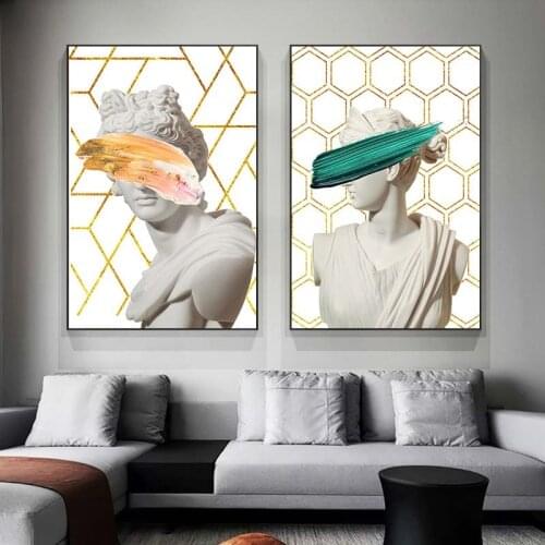 Funny David Sculpture Canvas Art Posters And Prints Abstract Portrait Canvas Paintings on the Wall Art Pictures for Living Room