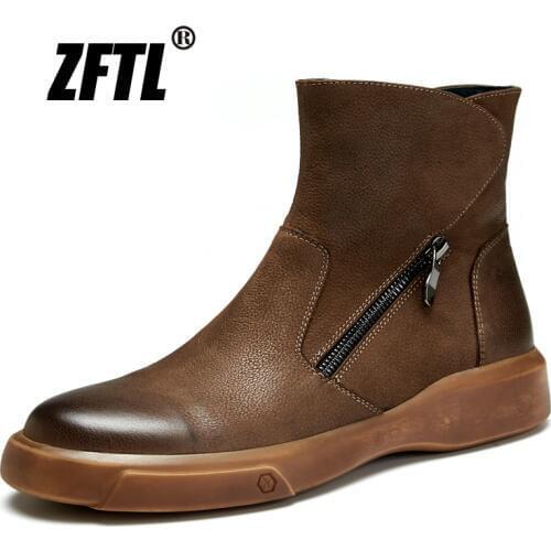 ZFTL NEW mens martins boots mens Genuine Leather High-top boots mens British style Retro shoes mens casual tooling boots 165