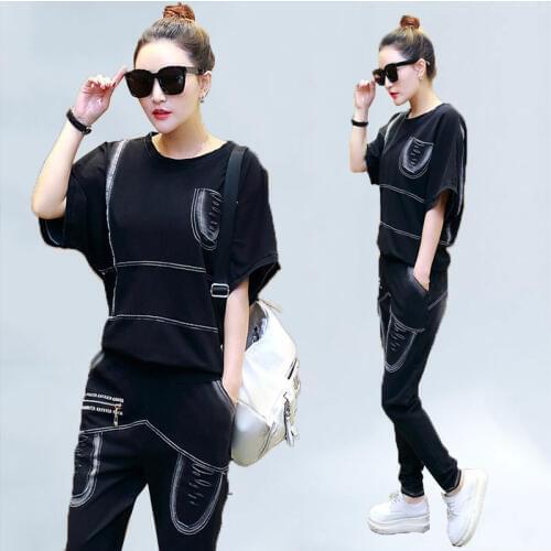 Spring Summer Women Denim Set 2021 plus size 2 piece set Female Coat Harem Pants Loose Casual Fashion Ladies Two Pieces Set 5XL