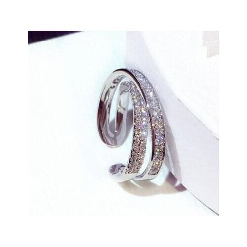 2021New Korea Super Flash Temperament All-match AAA Zirconia Open Ring for Women Engagement Wedding Gift for Female Jewelry