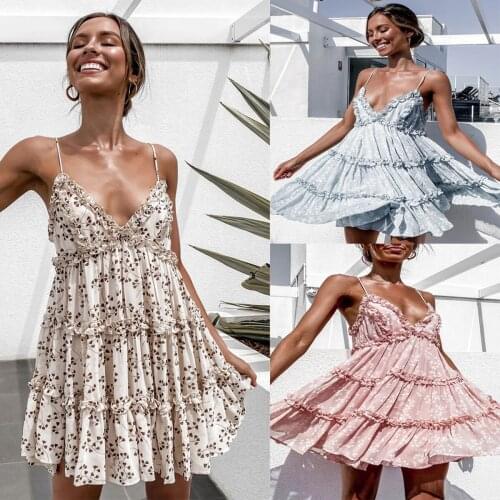 2021 Women Clothing Dress V Neck Collar Slim Waist Blue Party Style Beach Dress Sexy Fashion Ladies Beach Holiday Dress