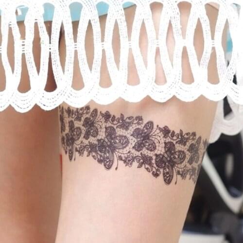 1pcs Temporary Tattoos Environmental Protection Waterproof Sweat Tattoo Stickers Personality Black Lace Tattoo Stickers Sexy