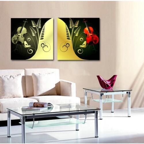 2 pcs Giclee Art retro Musical Instruments guitar pictures canvas prints Pictures for living room Wall modular painting cuadros