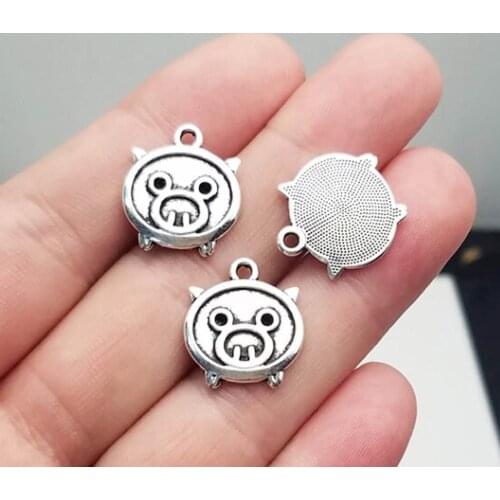25pcs/lot--17x15mm, pig cham,Antique silver plated pig head charms,DIY supplies, Jewelry accessories