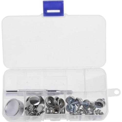 M2ED 32 Pcs Stainless Steel Boat Marine Canvas Fabric Snap Cover Button Socket Kit