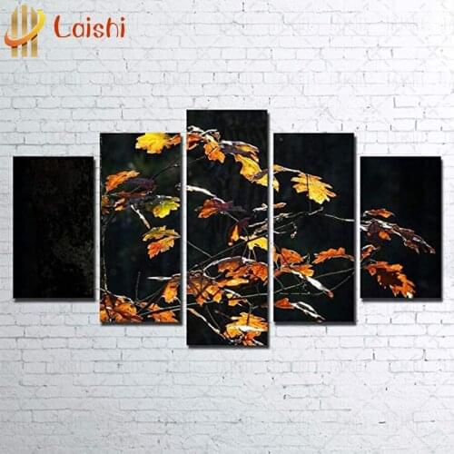 5pcs diamond painting Natural scenery dripping maple leaf full square drills diamond embroidey cross stitch diamond picture