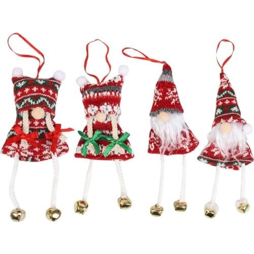 68UE 4Pcs Christmas Tree Hanging Doll Cute Gnome Dangling Leg Santa Elf Xmas Decor