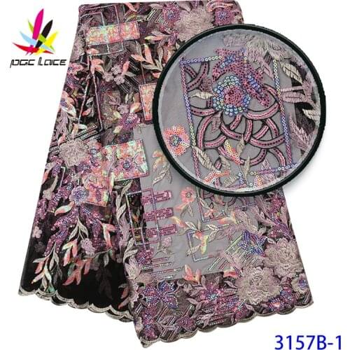 African Lace Fabric Red Color High Quality French Tulle Lace Fabric Fashion Mesh Sequin Fabric For Nigerian Party Dress