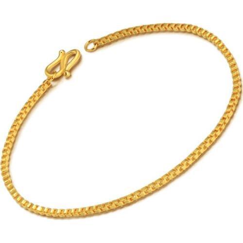 Pure 24K Yellow Gold Bracelet 999 Gold Women Box Link Chain Bracelet 3.05g