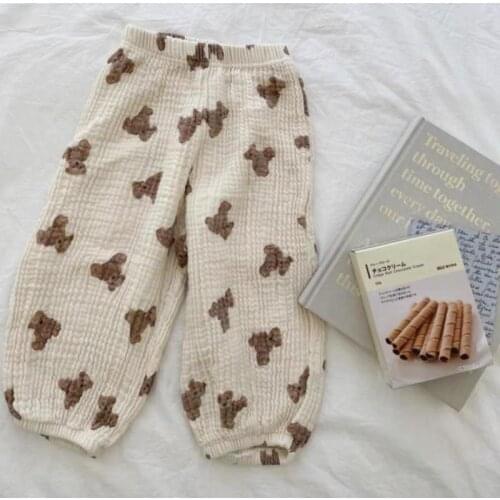 Baby Boy Girl Bear Casual Pants Kids Soft Cotton Trousers Toddler Girl Summer New Fashion Cartoon Print Boys Pants 9M-3T