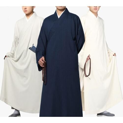 UNISEX Summer&spring buddhist shaolin zen lay meditation uniforms monk kung fu suits gown buddha robe clothing green/grey