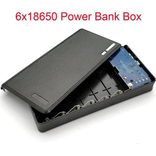 Dual USB Power Bank 6x18650 External Backup Battery Charger Box Case For Phone