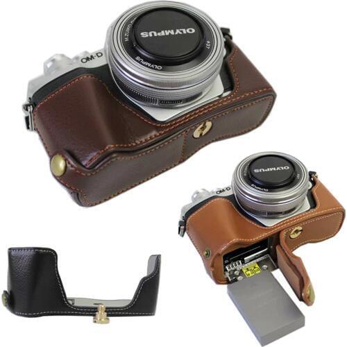 Genuine Leather case Camera bag cover For Olympus OM-D E-M10III EM10 III E-M10III E-M10 Mark II EM10II with Battery Openning