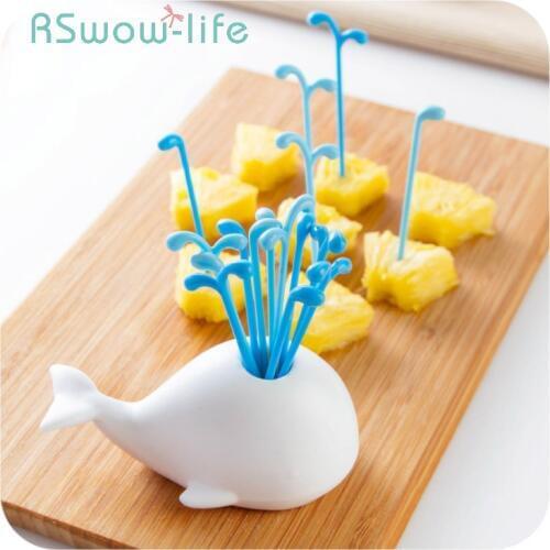 Childrens Cute Fruit Fork Set Creative Fruit Sign Household Plastic Small Forks Kids Dessert Fork For Kitchen Supplies