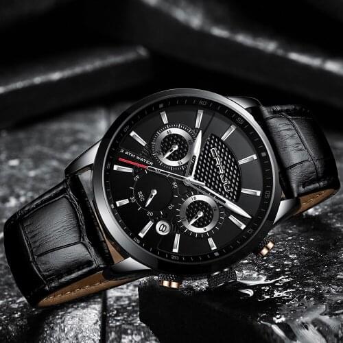 Men Watches Luxury Chronograph Men Sport Watches High Quality Leather Strap Quartz Wristwatch Relogio Masculino CRRJU 2021