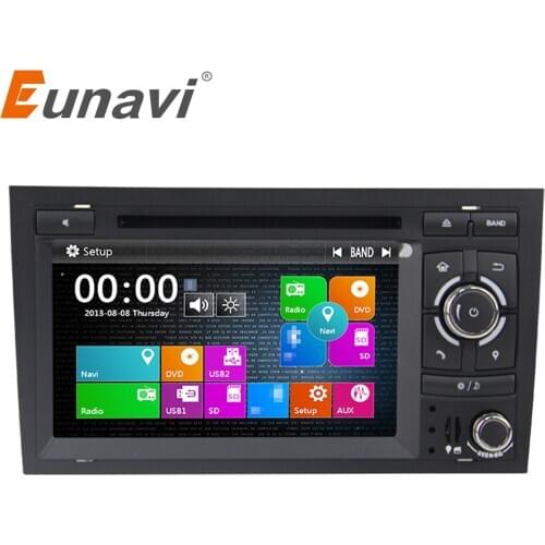 Eunavi 2 Din 7'' Car GPS Navigation DVD Player Stereo Video For Audi A4 S4 2002-2007 with steer wheel control touch screen