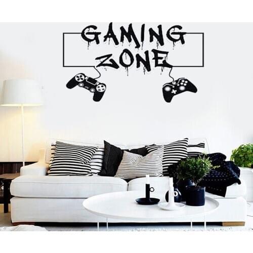 Gaming Zone Vinyl Decoration Game Controllers Wall Gameroom Decor Gaming Wall Sticker Art Vinyl Removable FY-12