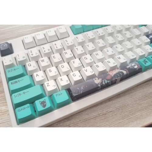Anime Demon Slayer Design Green Tanjirou Keycap For Cherry Mx Switch Mechanical Keyboard 140keys Cherry Profile PBT Keycaps