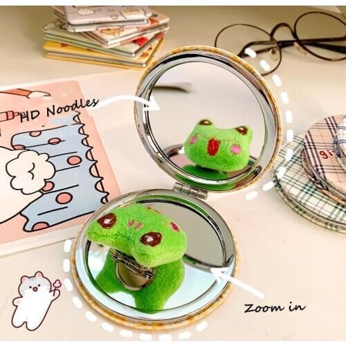 1PCs Leather Print Mini Makeup Mirror Compact Pocket Mirror Portable Double-Sided Folding Cosmetic Mirror Women Gifts