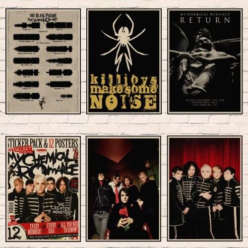 My Chemical Romance Band Classic Nostalgic Matte Kraft Paper Poster Office Gift Room Dining Home Decor Wall Sticker Posters 1001