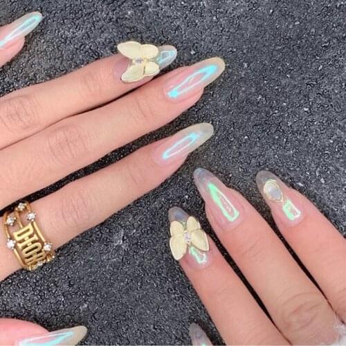 Dazzle color Aurora air cushion magic chalk 8 color nail art high quality mirror effect fast design powder accessories T1757