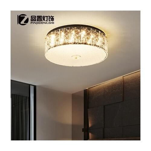 Round light luxury modern minimalist ceiling lamp high-end crystal LED warm and romantic room bedroom lamp