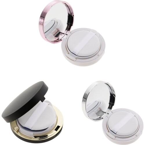 Empty Cosmetic Powder Puff Box BB Cream Container Travel Makeup Box (Round)